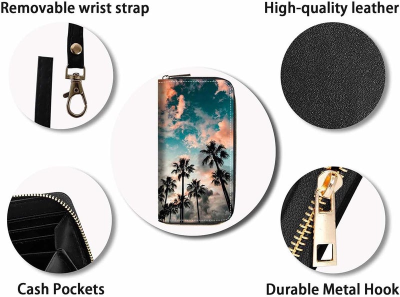 FQTBCEARI Hummingbird Flower Print Women Large Capacity Wallet PU Leather Zipper Clutch Purse for Smart Phone/Card/Coin/Cash - Image 4